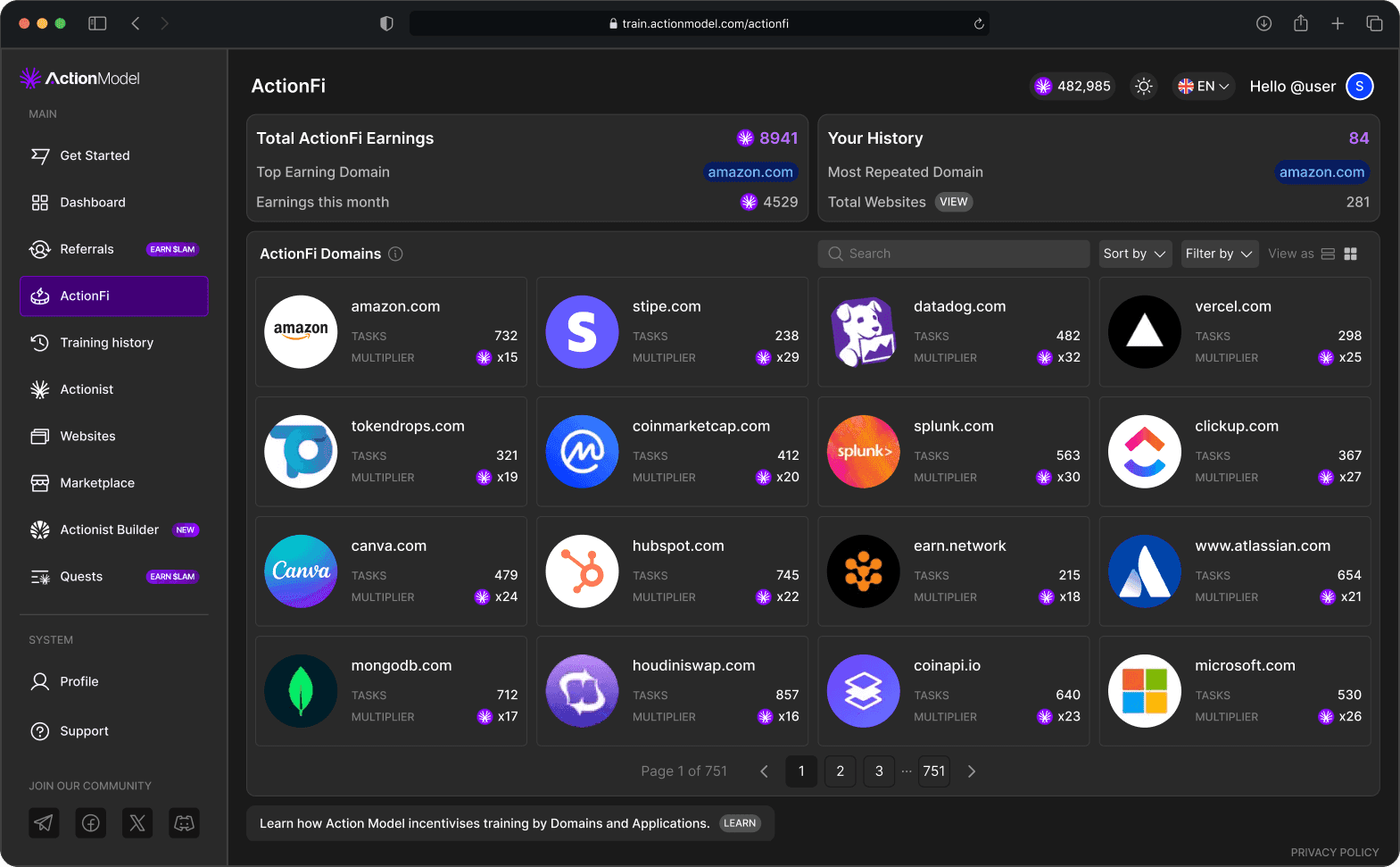 ActionFi Dashboard